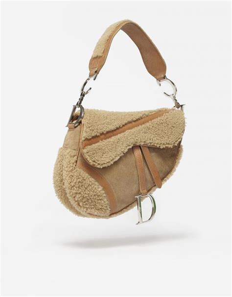 dior shearling saddle bag|authentic Dior saddle bag.